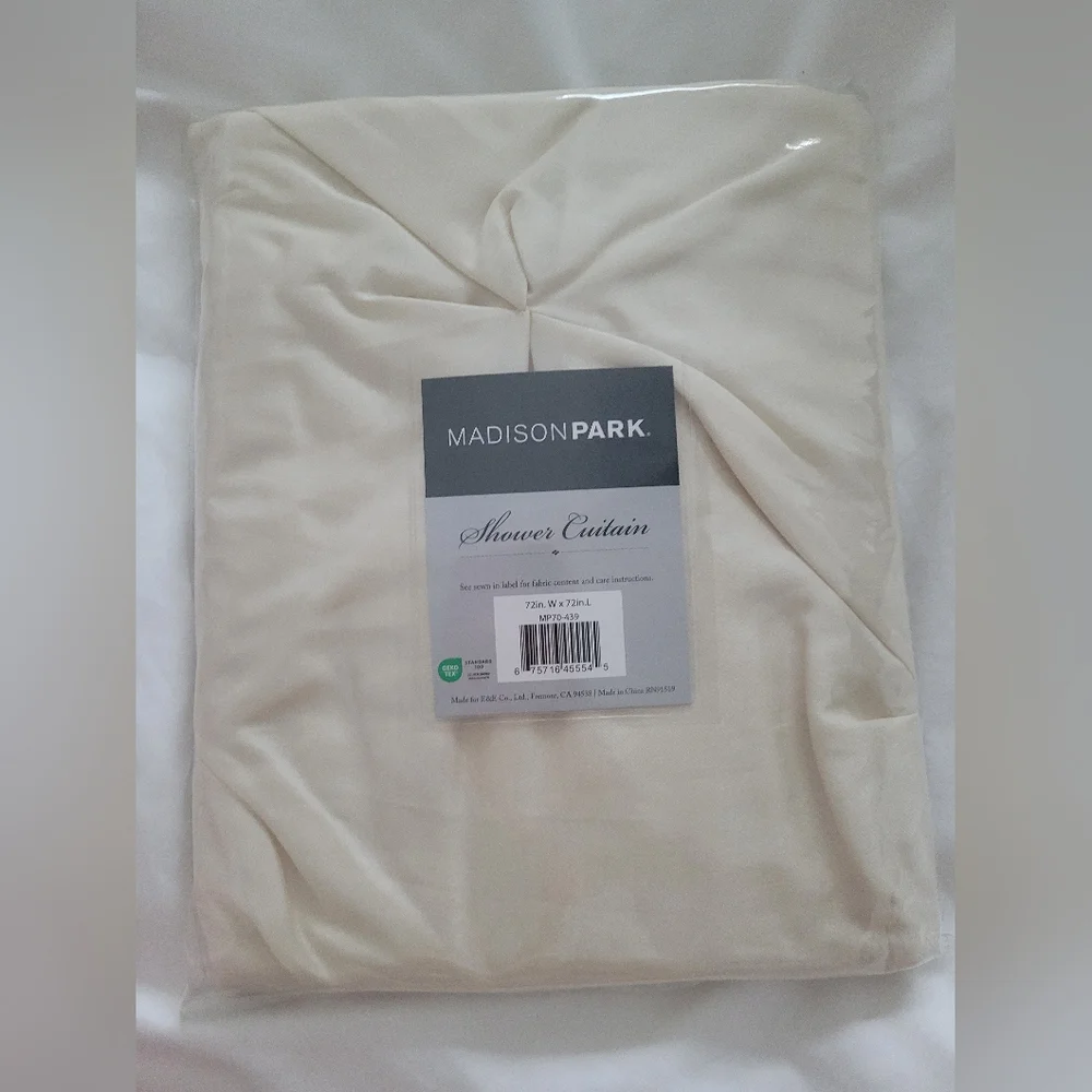 Madison Park Cream Elegant Pintuck Shower Curtain
